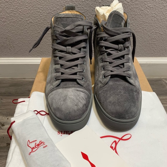 gray louboutin sneakers
